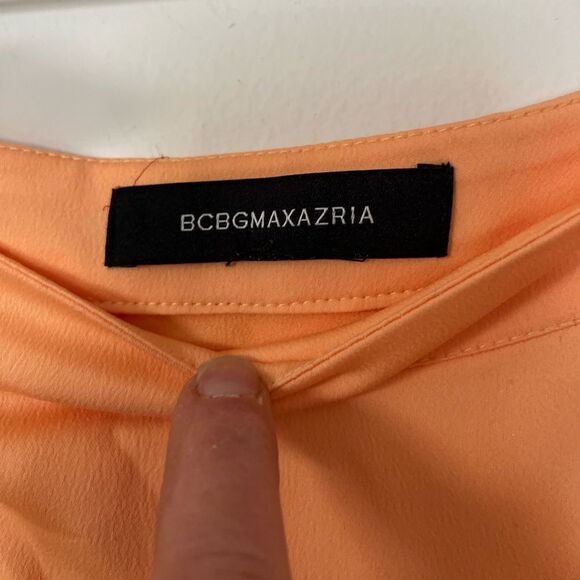 BCBG MAXAZRIA light orange/yellow asymmetrical wrap skirt, side zipper, XS - Picture 3 of 13